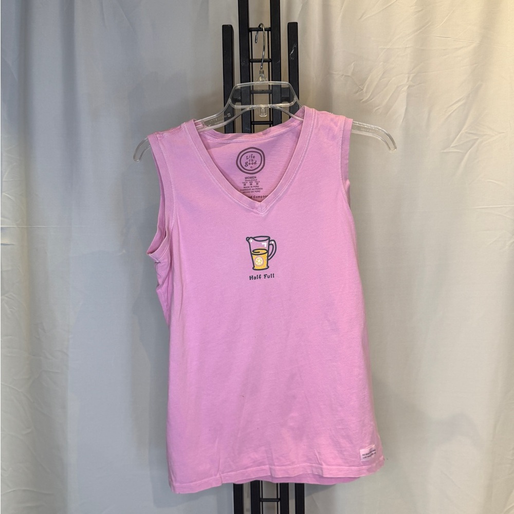 Life Is Good Pink Tank Top with Lemonade‎ Graphic